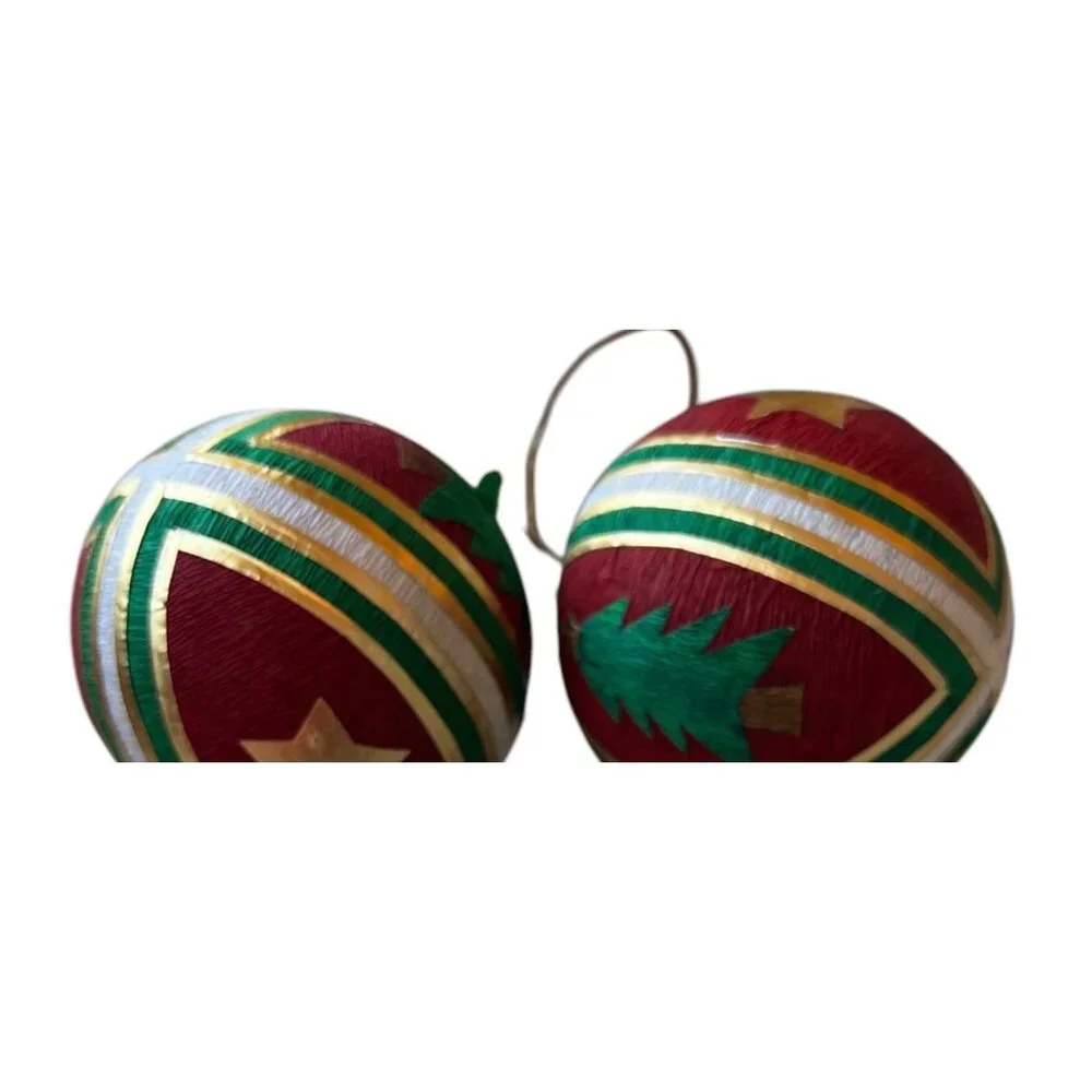 Handcrafted Christmas Tree & Star Ornaments Set Of 2